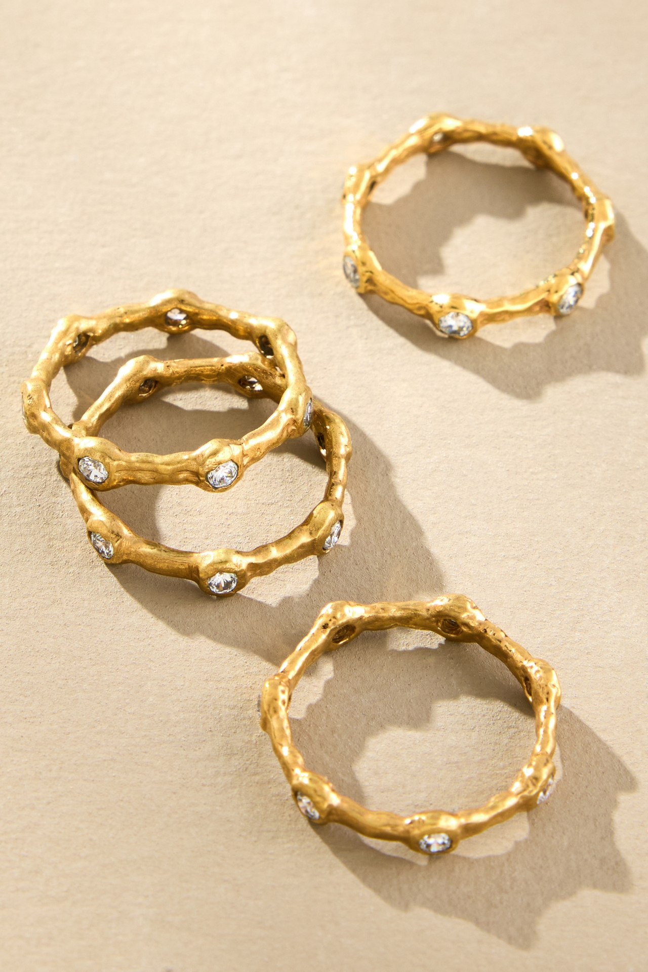 Joanna Laura Constantine Crystal Stone Wave Rings, Set of 4