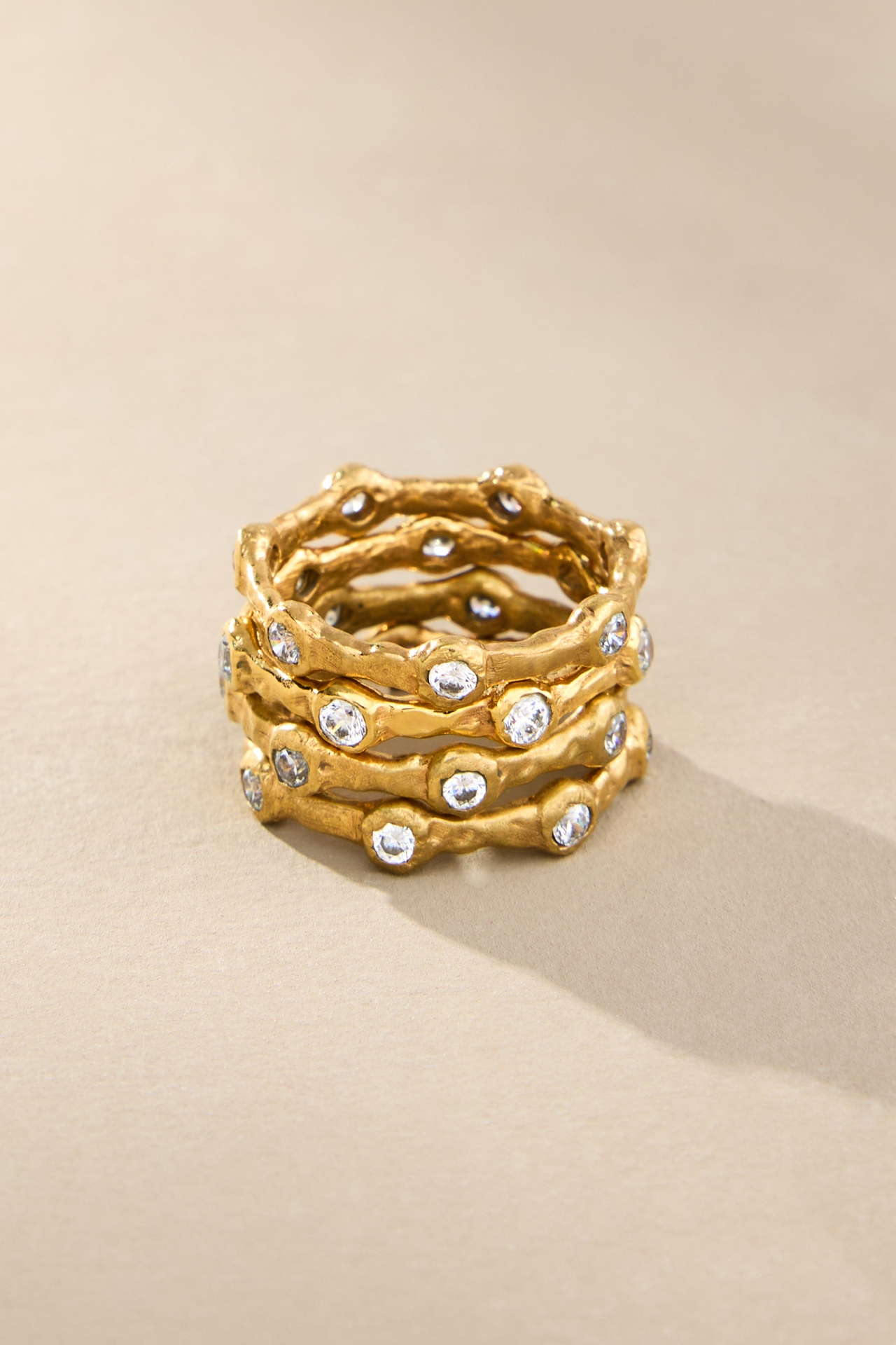 Joanna Laura Constantine Crystal Stone Wave Rings, Set of 4