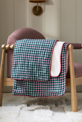 Mira Cotton Sherpa Floral Printed Throw Blanket