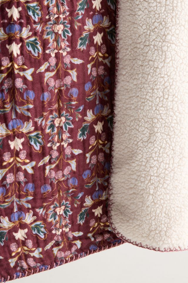 Mira Cotton Sherpa Floral Printed Throw Blanket