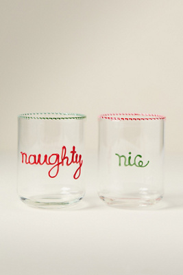Anthropologie Love Notes Naughty/nice Juice Glass, Set Of 2 In Multi