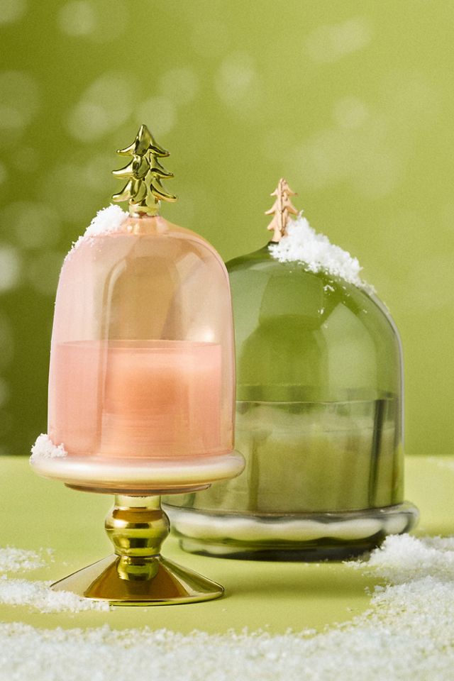 Christmas Tree Woody Crisp Cedar Glass Cloche Candle #1