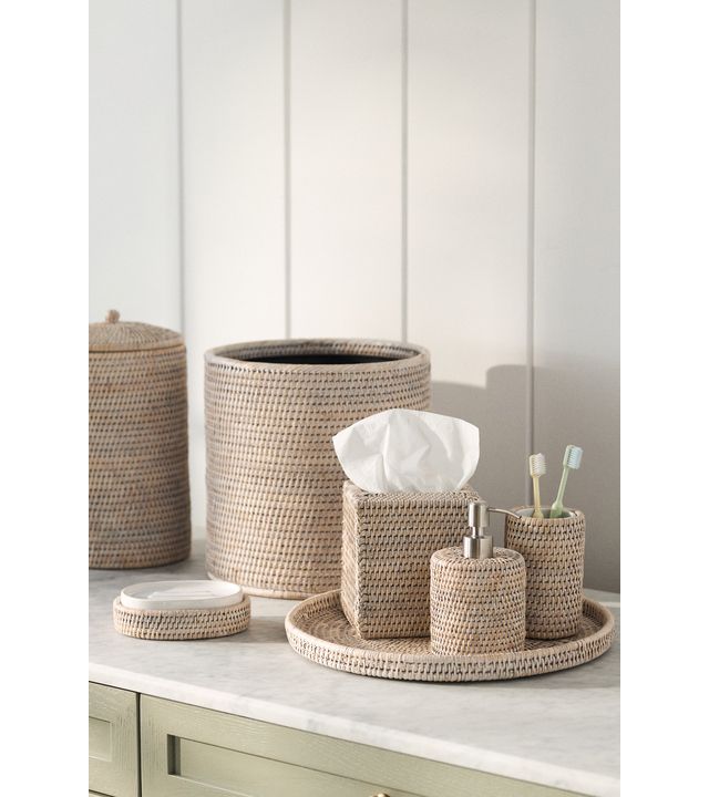 Handwoven Rattan Round Tray #1