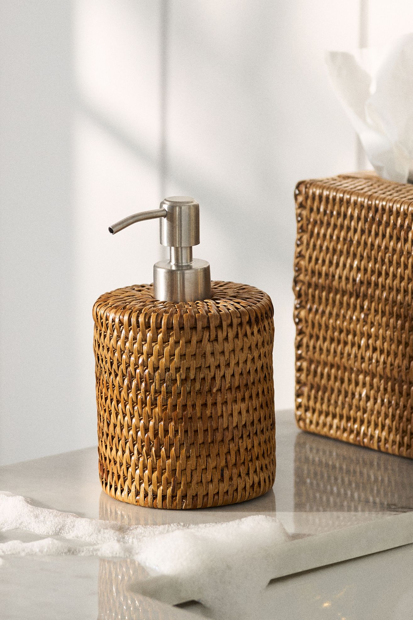 Handwoven Rattan Soap Dispenser - Natural, One Size