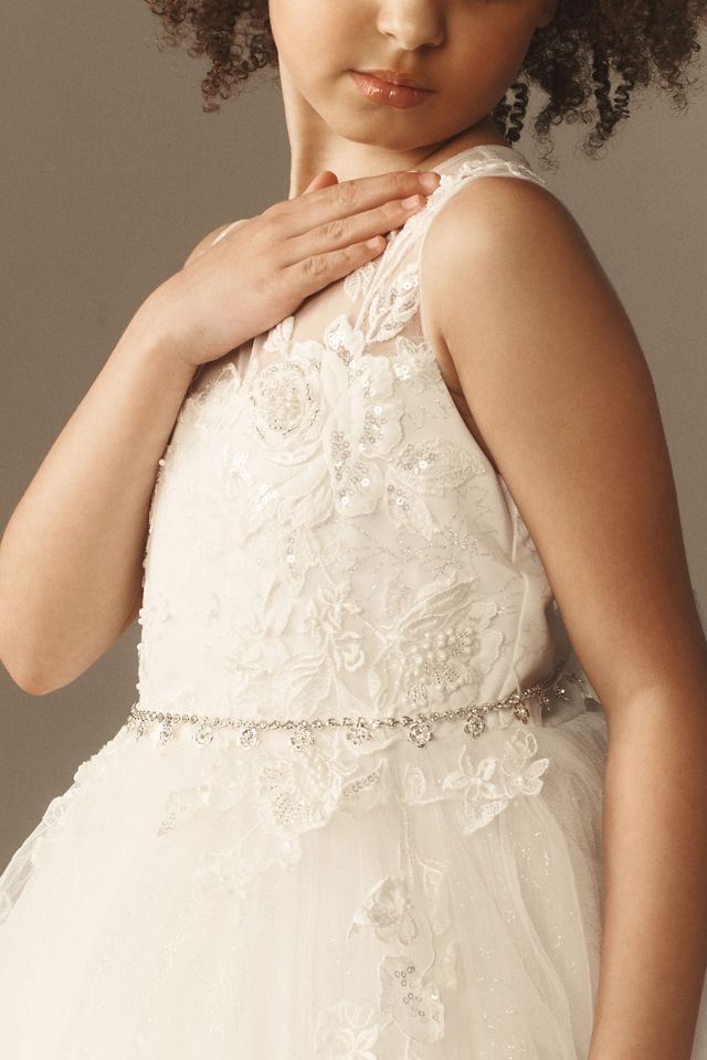Princess Daliana Josephine Floral Appliqué Flower Girl Dress #2