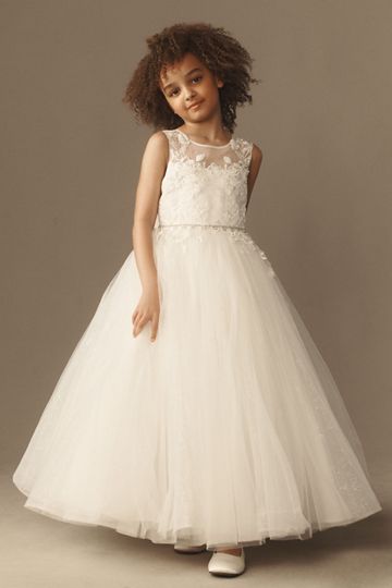 Princess Daliana Josephine Floral Appliqué Flower Girl Dress