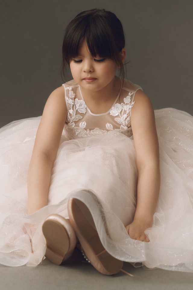 Princess Daliana Josephine Floral Appliqué Flower Girl Dress #1