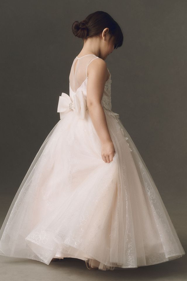 Princess Daliana Josephine Floral Appliqué Flower Girl Dress #2