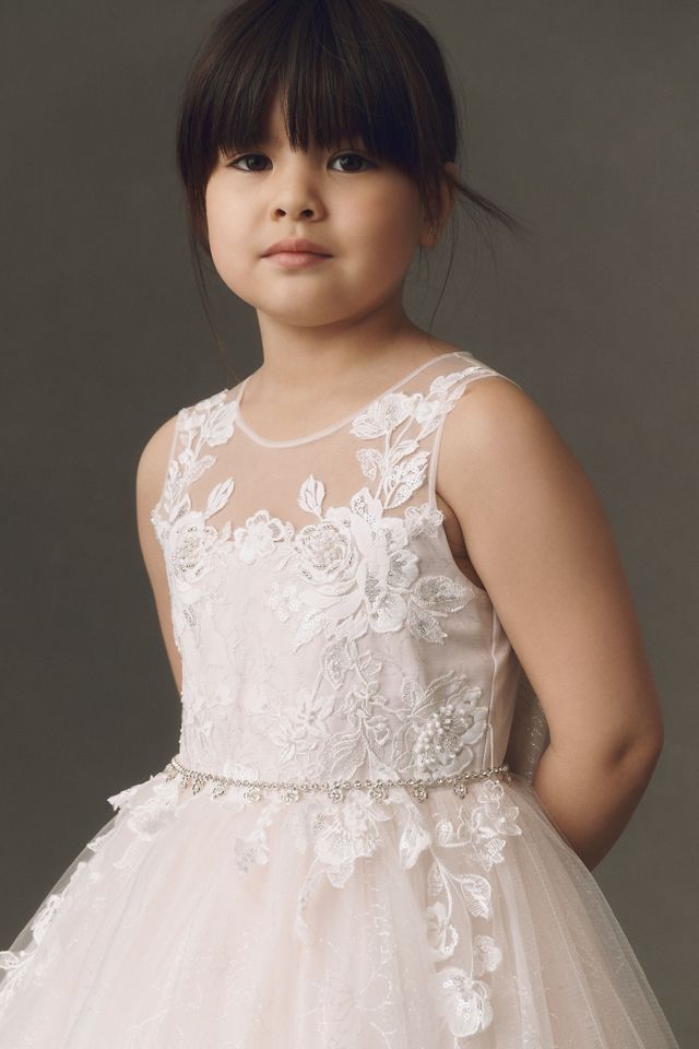 Princess Daliana Josephine Floral Appliqué Flower Girl Dress #3