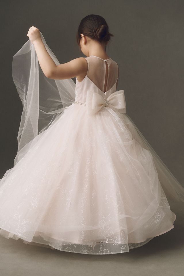 Princess Daliana Josephine Floral Appliqué Flower Girl Dress #5