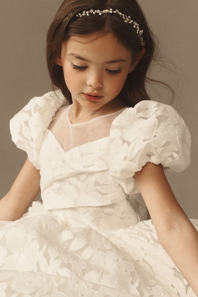 Princess Daliana Joscelyn Puff-Sleeve Lace Flower Girl Dress #3