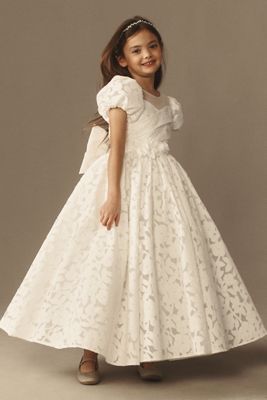 Princess Daliana Joscelyn Puff-Sleeve Lace Flower Girl Dress