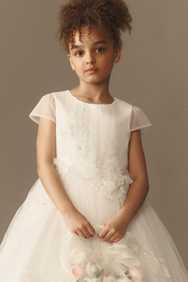 Princess Daliana Clara Floral Appliqué Flower Girl Dress #1