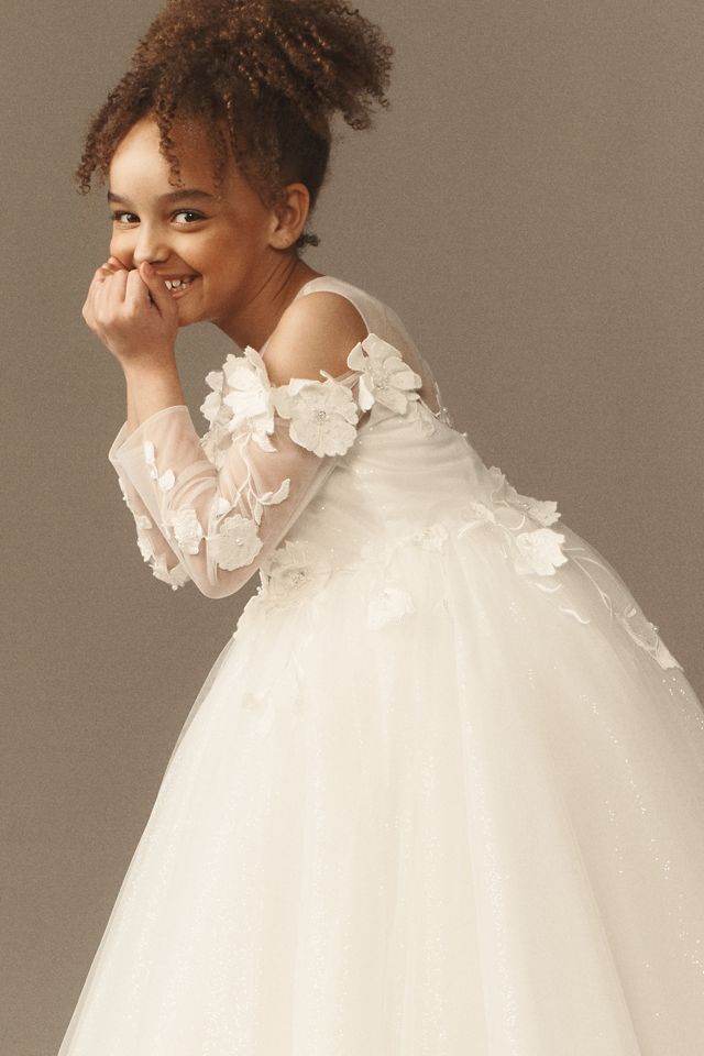 Princess Daliana Cold-Shoulder 3D Floral Flower Girl Dress #3