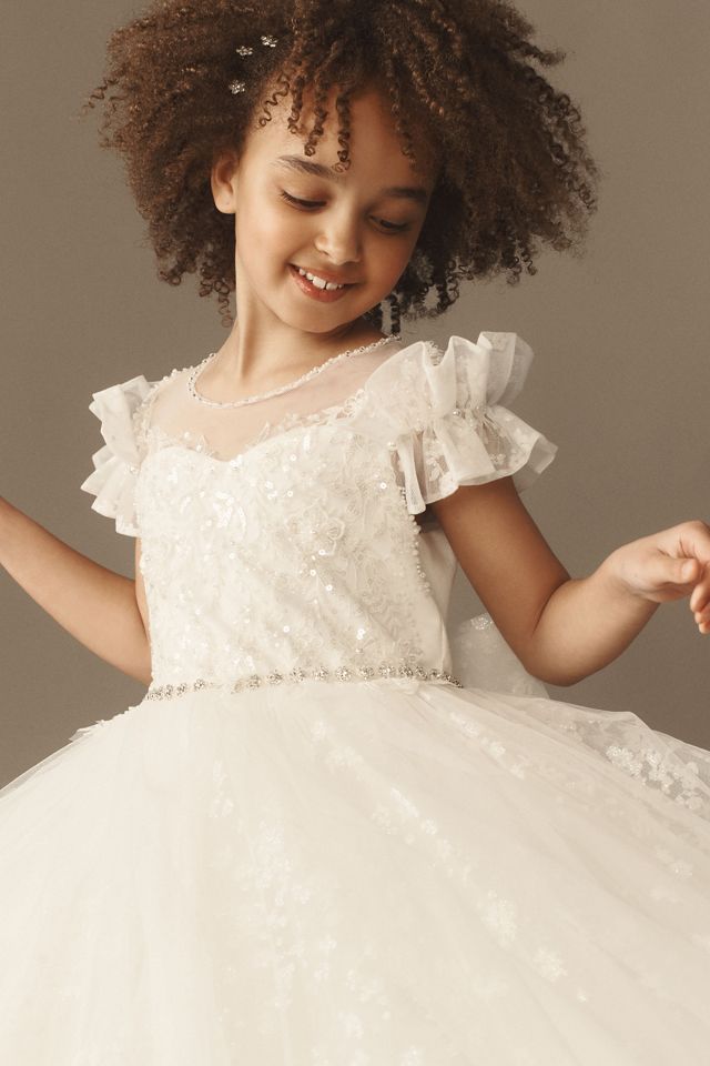 Princess Daliana Embroidered-Trim Belted Flower Girl Dress #1