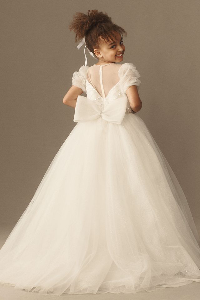Princess Daliana Charlotte Puff-Sleeve Sequin Tulle Flower Girl Dress #1
