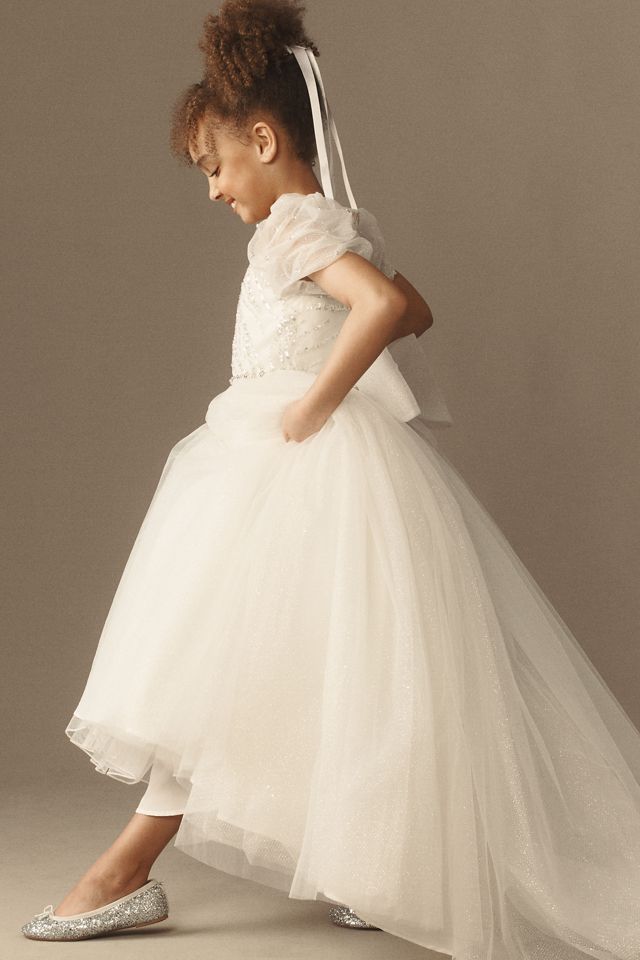 Princess Daliana Charlotte Puff-Sleeve Sequin Tulle Flower Girl Dress #3