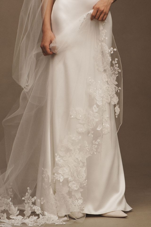 Amsale Sequin Shimmer Lace Border Cathedral Veil #2