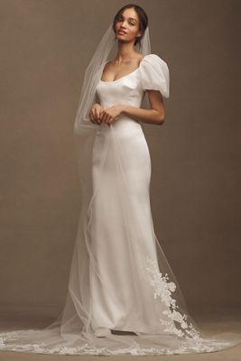 Amsale Sequin Shimmer Lace Border Cathedral Veil