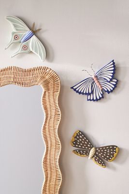Sculpted Luna Moth Ceramic Wall Art Charm