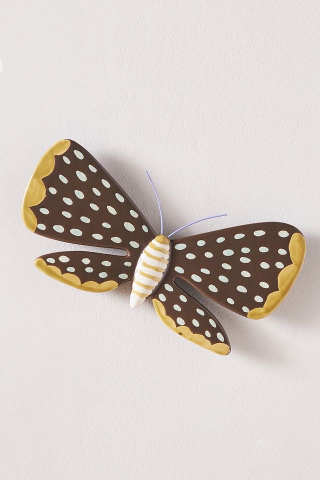Sculpted Luna Moth Ceramic Wall Art Charm #1