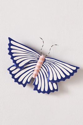 Anthropologie Sculpted Luna Moth Ceramic Wall Art Charm In Multi