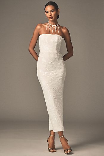 knee length dresses for ladies LA LUNE STRAPLESS COLUMN MAXI DRESS | FOREST | DRESSES