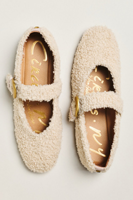 Circus Ny By Sam Edelman Bella Faux Sherpa Fleece Mary Jane Flats In Neutral
