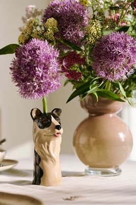 Border Collie Stoneware Dog Vase