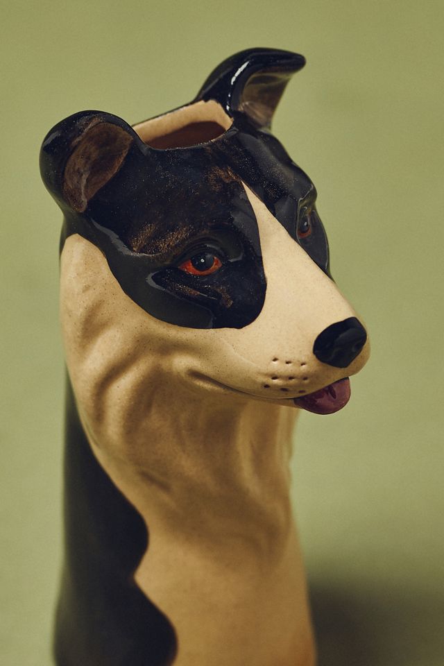 Border Collie Stoneware Dog Vase #3