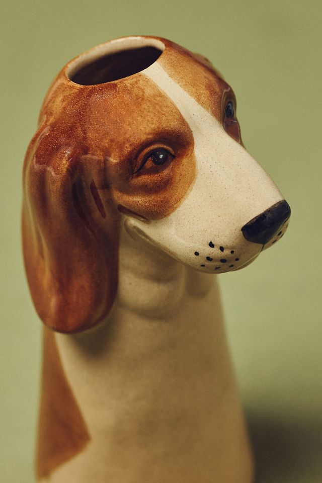 Beagle Stoneware Dog Vase #2
