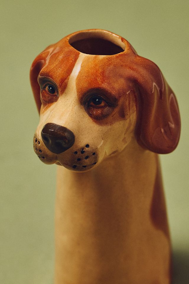 Hound Stoneware Dog Vase #2