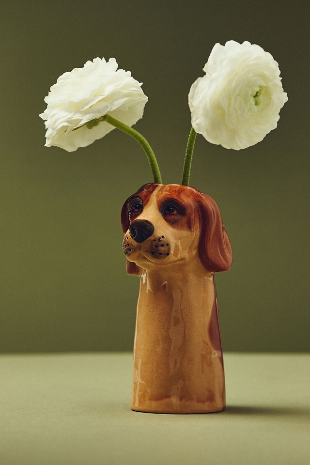 Hound Stoneware Dog Vase #1