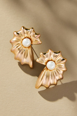 By Anthropologie Pearl Shell Post Earrings