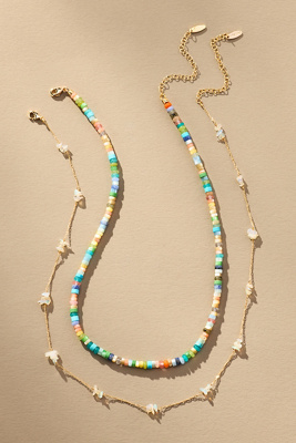 By Anthropologie Beaded Soleil Necklaces, Set Of 2