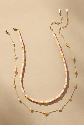 By Anthropologie Beaded Soleil Necklaces, Set Of 2