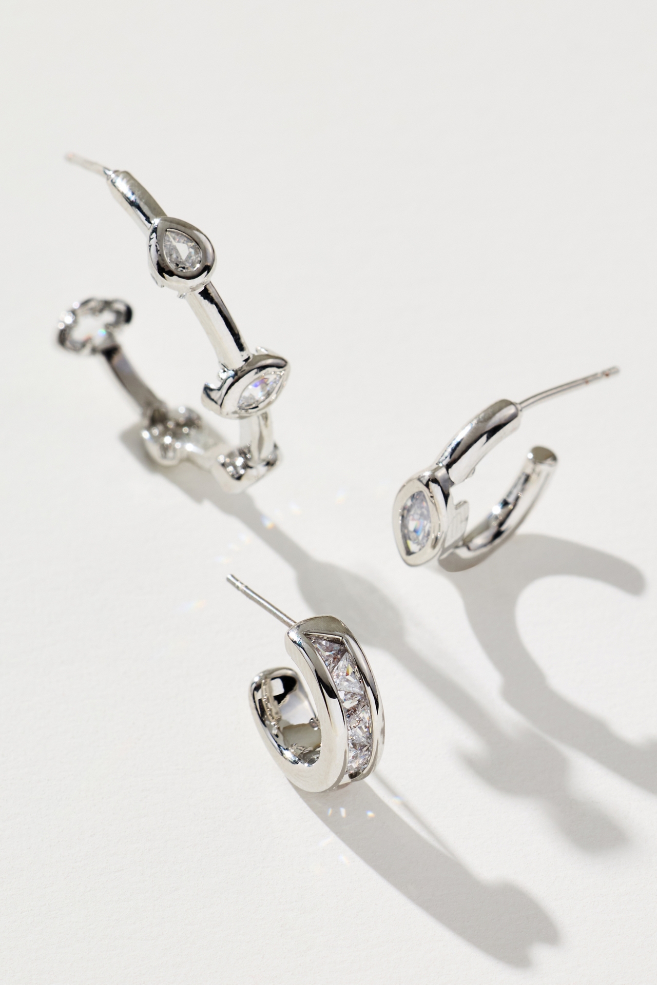 Crystal Earrings, Set of 3