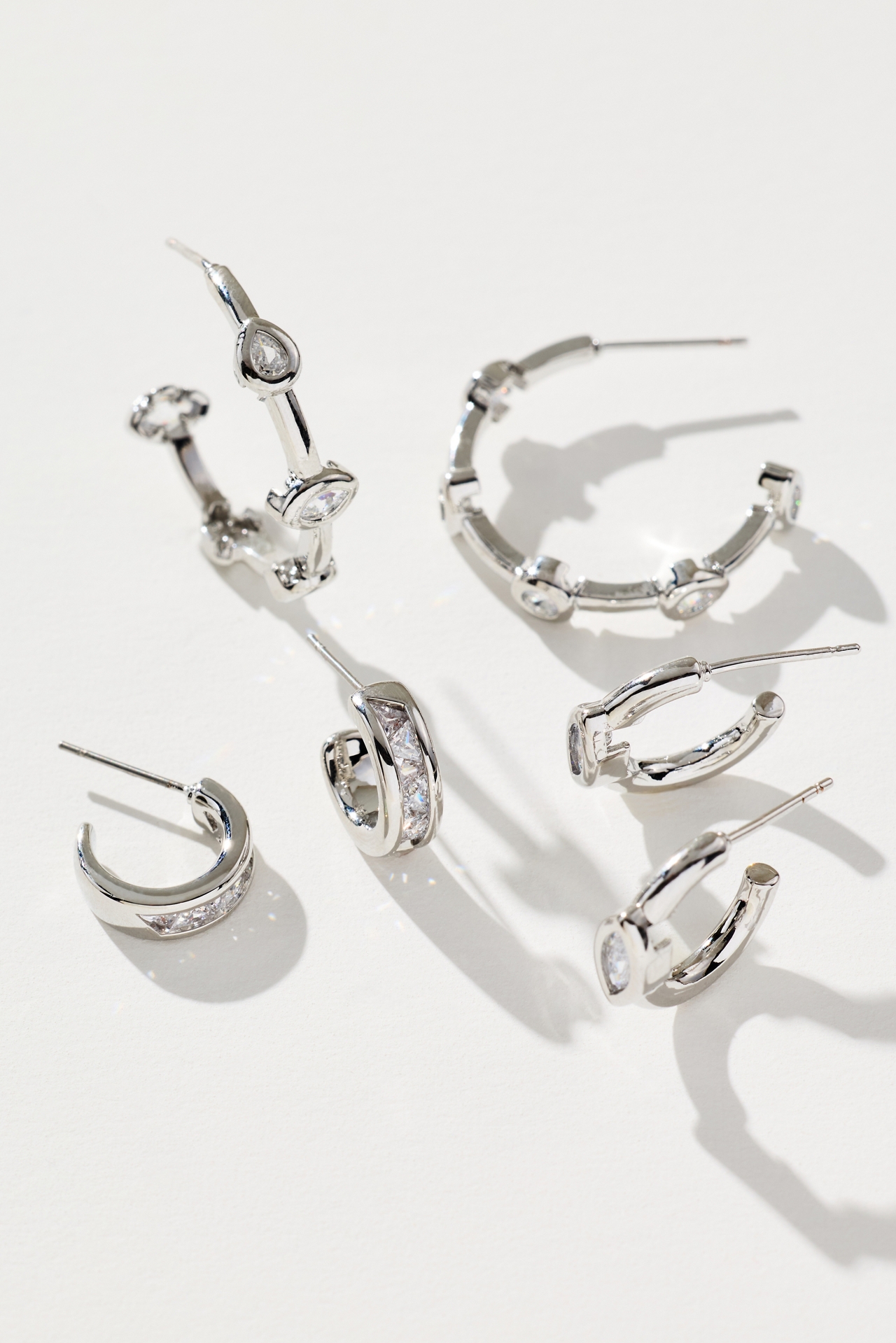 Crystal Earrings, Set of 3