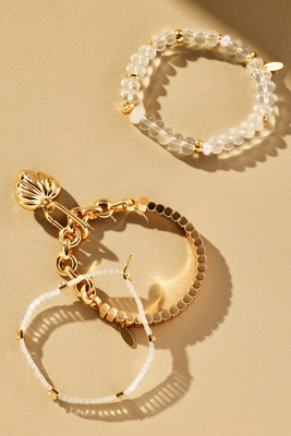 By Anthropologie Mixed Beaded Stretch Bracelets, Set Of 3
