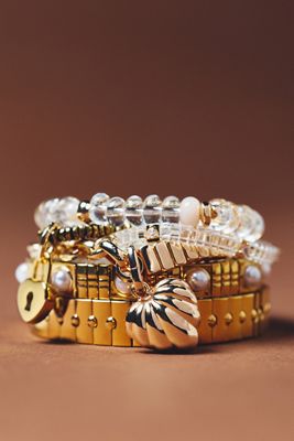 Mixed Beaded Stretch Bracelets, Set of 3
