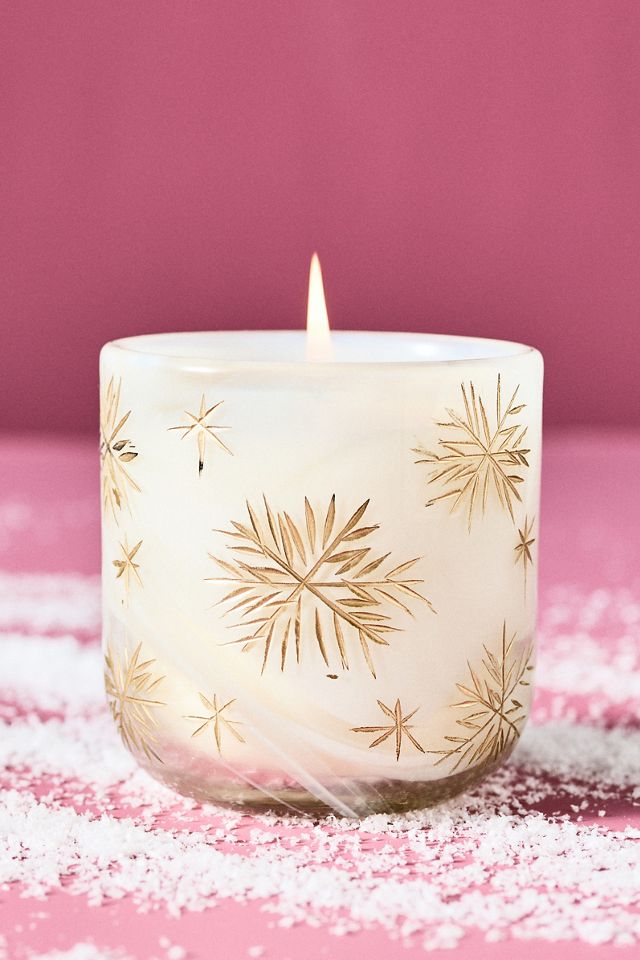 Etched Snowfall Woody Fresh Balsam & Cedarwood Glass Candle #3