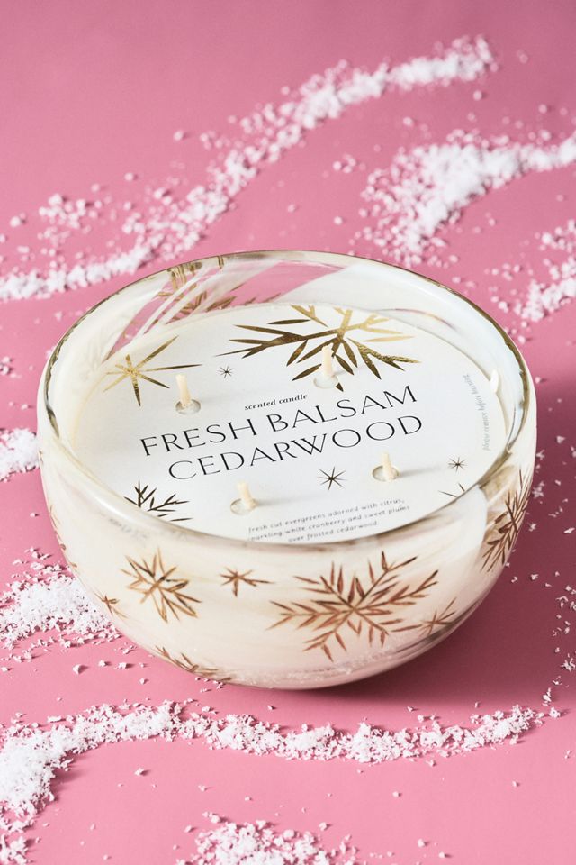 Etched Snowfall Woody Fresh Balsam & Cedarwood Glass Candle #4