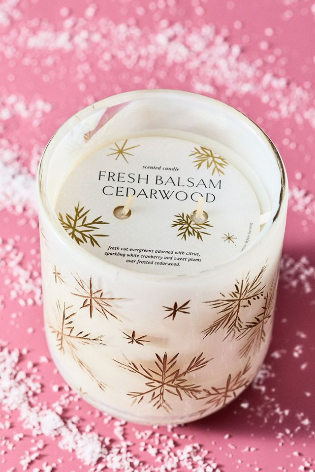 Etched Snowfall Woody Fresh Balsam & Cedarwood Glass Candle #5