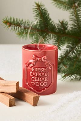 Gingham Bow Woody Fresh Balsam & Cedarwood Ceramic Boxed Candle