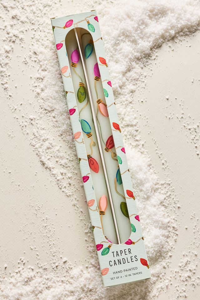 Festive Handpainted Taper Candles, Set of 2 #1