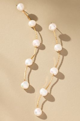 Ettika Dripping Pearl Delicate Drop Earrings