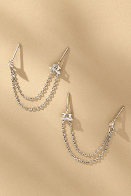 Ettika Double Piercing Chain Dangle Earrings