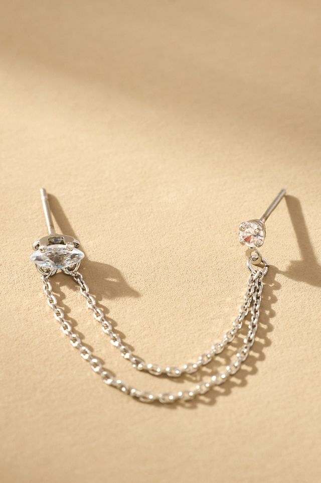 Ettika Double Piercing Chain Dangle Earrings #1