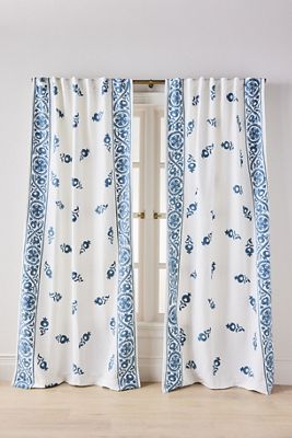 Embroidered Cotton Suzani Border Curtain