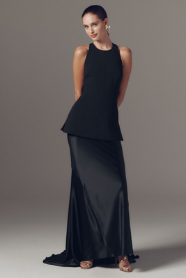 Acler Hourston High-waisted Satin Maxi Skirt In Black